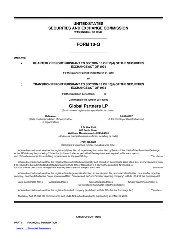 Thumbnail Global Partners LP 10-Q Quarterly Report FY 