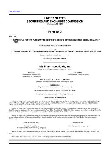 Vorschaubild Ionis Pharmaceuticals
 10-Q Quartalsbericht  
