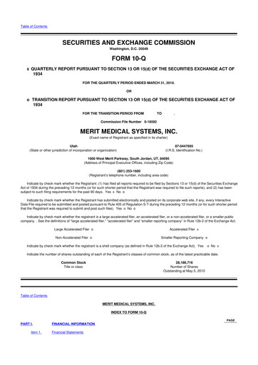 Thumbnail Merit Medical 10-Q Quarterly Report FY 