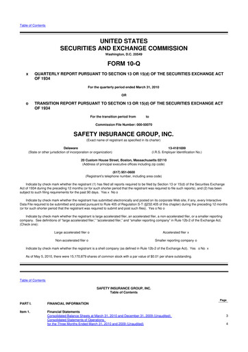 Miniature Safety Insurance
 10-Q Rapport trimestriel  