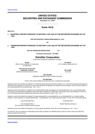 Thumbnail EchoStar 10-Q Quarterly Report FY 