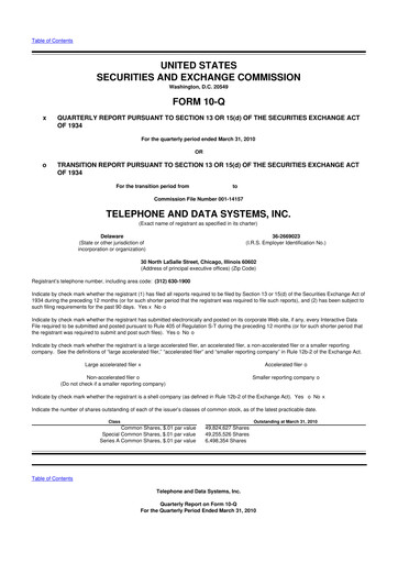Thumbnail Telephone and Data Systems
 10-Q Quarterly Report FY 