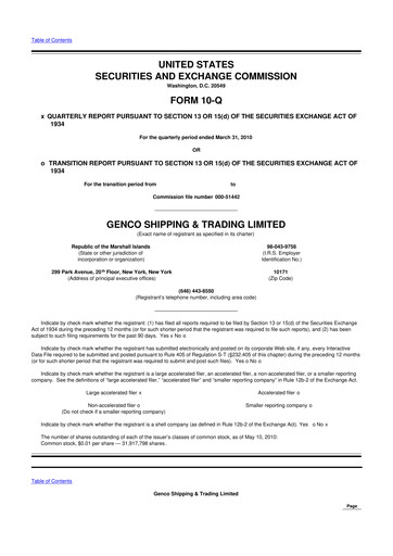 Vorschaubild Genco Shipping & Trading 10-Q Quartalsbericht  