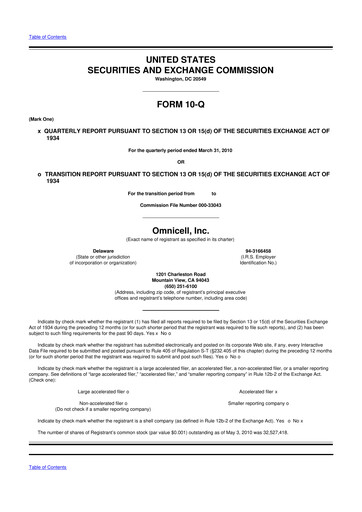 Thumbnail Omnicell
 10-Q Quarterly Report FY 