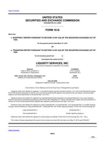 Miniature Liquidity Services
 10-Q Rapport trimestriel  