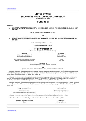 Thumbnail Regis Corporation
 10-Q Quarterly Report FY 