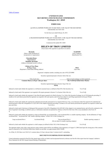 Thumbnail Helen of Troy 10-K Annual Report 