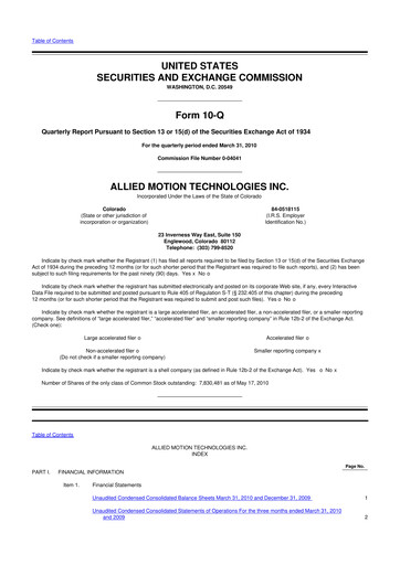 Thumbnail Allient 10-Q Quarterly Report FY 