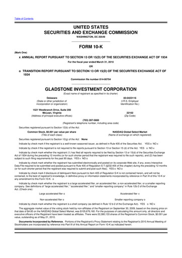 Thumbnail Gladstone Investment 10-K Annual Report 