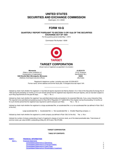 Miniature Target 10-Q Rapport trimestriel 2010 