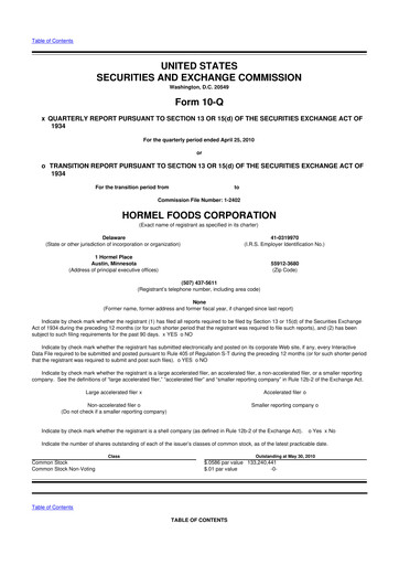 Thumbnail Hormel Foods 10-Q Quarterly Report FY 