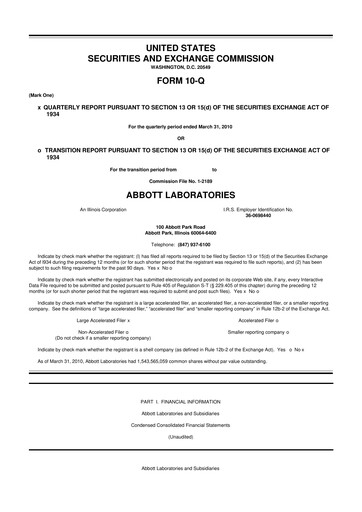 Thumbnail Abbott Laboratories 10-Q Quarterly Report FY2010 