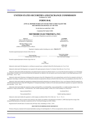 Thumbnail Methode Electronics
 10-K Annual Report 