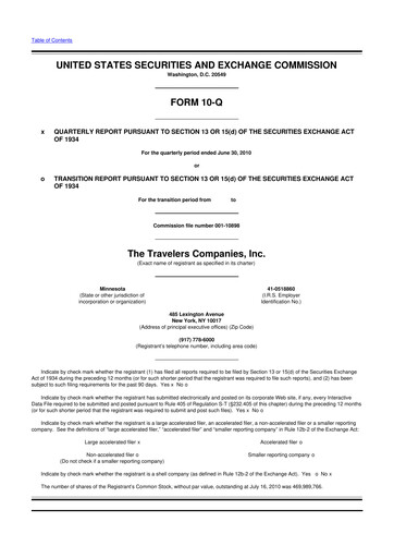 Thumbnail The Travelers Companies 10-Q Quarterly Report FY2010 