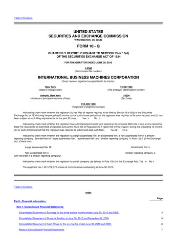 Vorschaubild IBM 10-Q Quartalsbericht 2010 