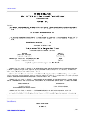 Thumbnail COPT Defense Properties 10-Q Quarterly Report FY2010 