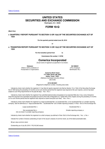 Vorschaubild Comerica 10-Q Quartalsbericht 2010 