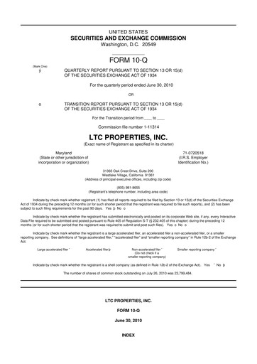 Thumbnail LTC Properties 10-Q Quarterly Report FY 