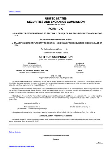 Thumbnail Griffon Corporation
 10-Q Quarterly Report FY 