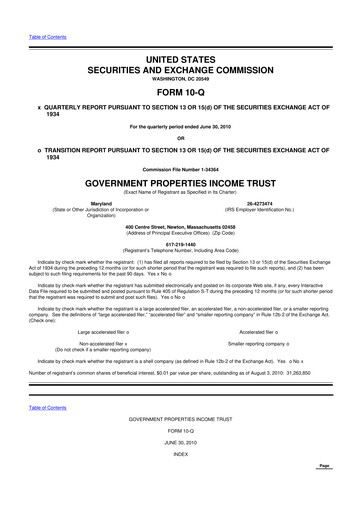 Vorschaubild Office Properties Income Trust 10-Q Quartalsbericht  