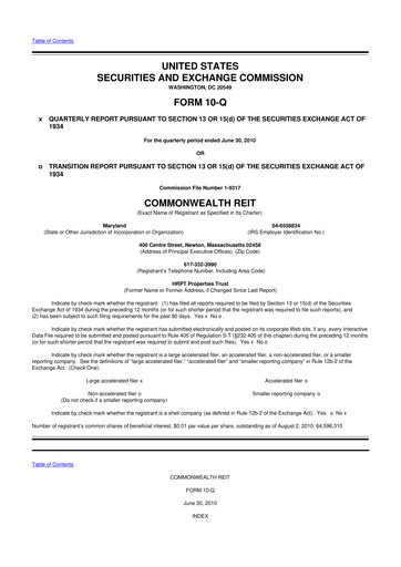 Vorschaubild Equity Commonwealth 10-Q Quartalsbericht 2010 