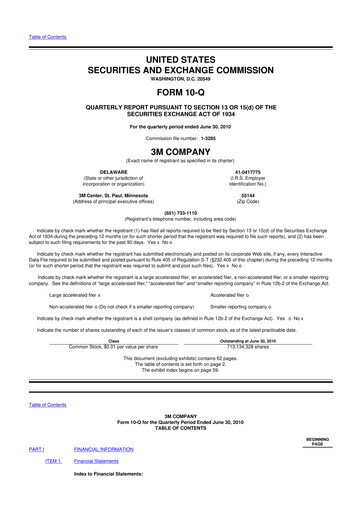 Thumbnail 3M 10-Q Quarterly Report FY2010 