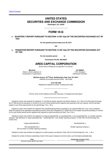 Thumbnail Ares Capital
 10-Q Quarterly Report FY 