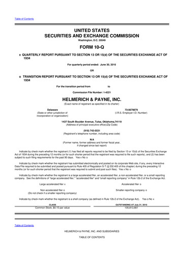 Thumbnail Helmerich & Payne

 10-Q Quarterly Report FY2010 