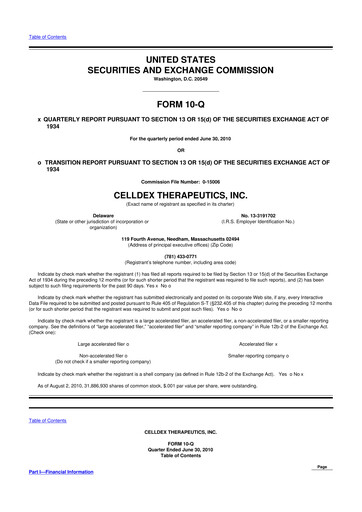 Thumbnail Celldex Therapeutics 10-Q Quarterly Report FY 