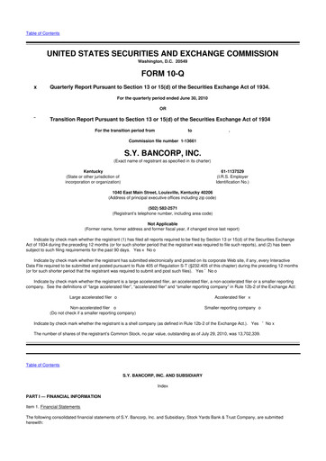 Thumbnail Stock Yards Bancorp 10-Q Quarterly Report FY 