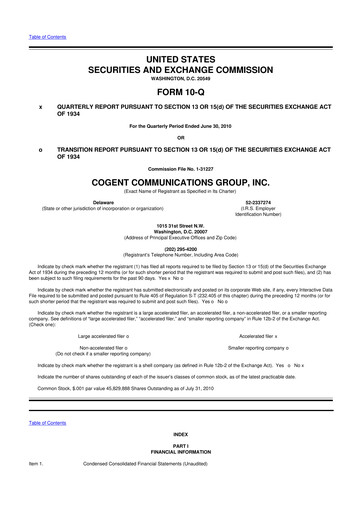 Thumbnail Cogent Communications
 10-Q Quarterly Report FY 