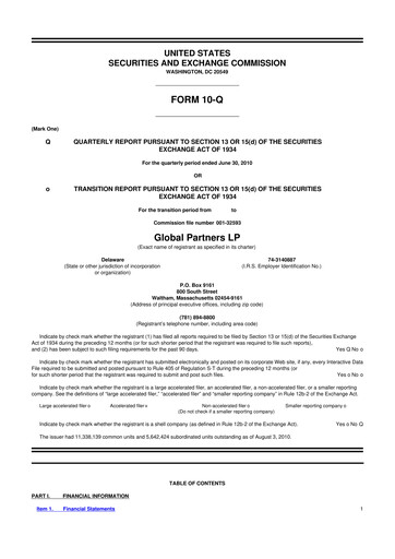 Thumbnail Global Partners LP 10-Q Quarterly Report FY 