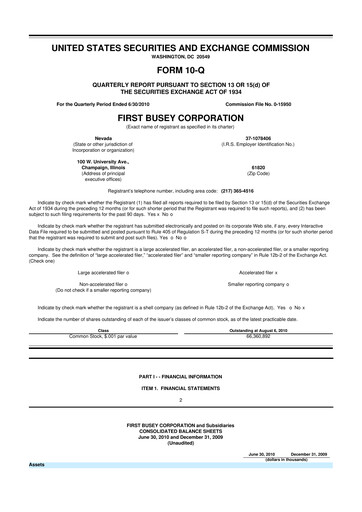 Thumbnail First Busey 10-Q Quarterly Report FY 