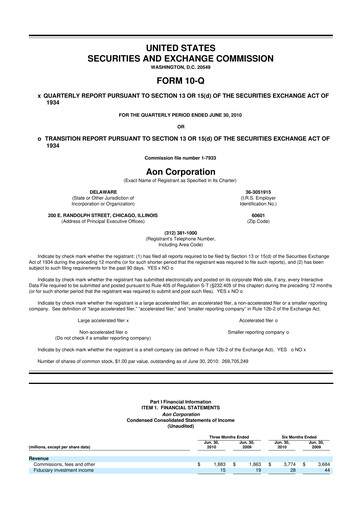 Vorschaubild Aon 10-Q Quartalsbericht 2010 