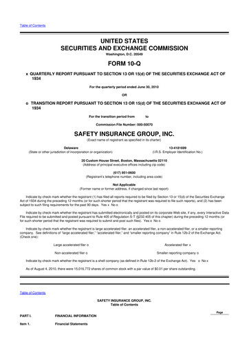 Miniature Safety Insurance
 10-Q Rapport trimestriel  