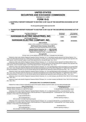 Thumbnail Hawaiian Electric Industries 10-Q Quarterly Report FY2010 