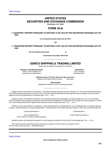 Vorschaubild Genco Shipping & Trading 10-Q Quartalsbericht 2010 