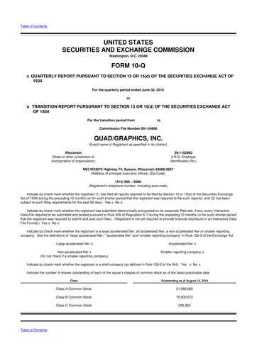 Thumbnail Quad 10-Q Quarterly Report FY 