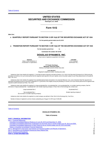 Thumbnail Douglas Dynamics
 10-Q Quarterly Report FY 