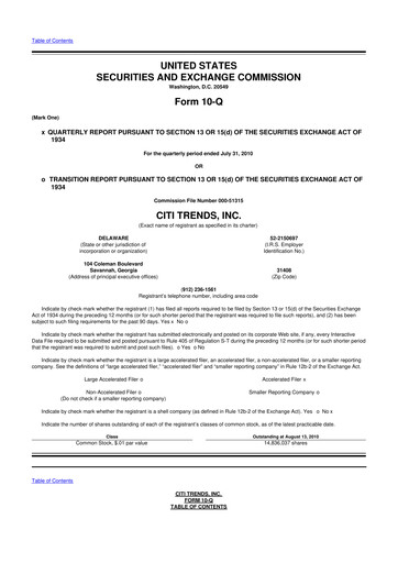 Vorschaubild Citi Trends, Inc. 10-Q Quartalsbericht  