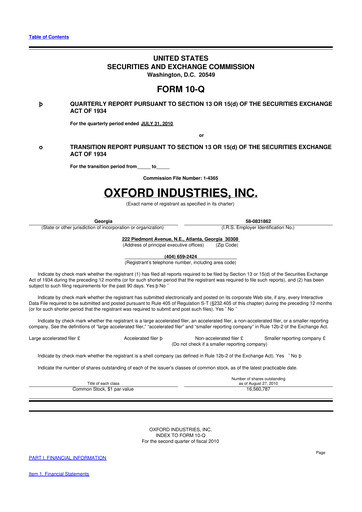 Thumbnail Oxford Industries
 10-Q Quarterly Report FY 