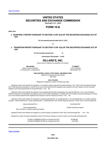 Miniature Dillard's
 10-Q Rapport trimestriel 2010 