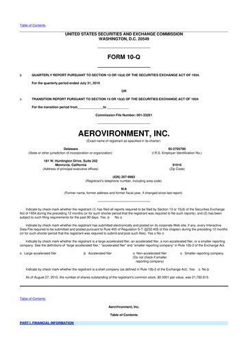 Thumbnail AeroVironment 10-Q Quarterly Report FY 