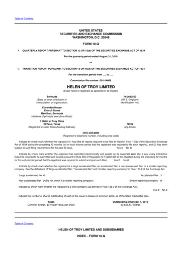 Vorschaubild Helen of Troy 10-Q Quartalsbericht  