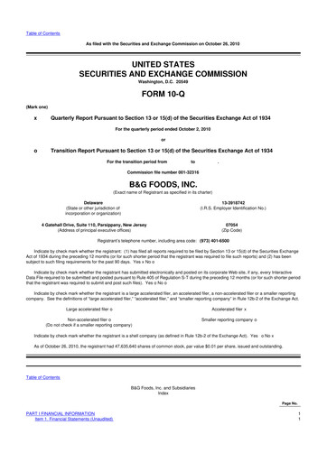 Vorschaubild B&G Foods

 10-Q Quartalsbericht  