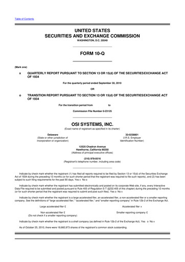 Thumbnail OSI Systems
 10-Q Quarterly Report FY 