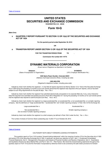 Miniature DMC Global 10-Q Rapport trimestriel  