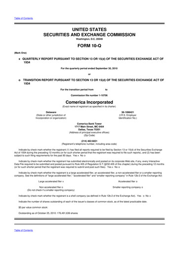 Vorschaubild Comerica 10-Q Quartalsbericht 2010 