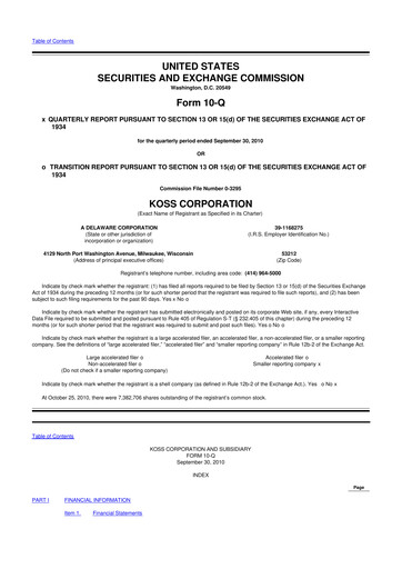 Thumbnail Koss 10-Q Quarterly Report FY 