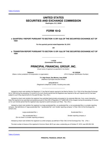 Thumbnail Principal Financial Group 10-Q Quarterly Report FY2010 